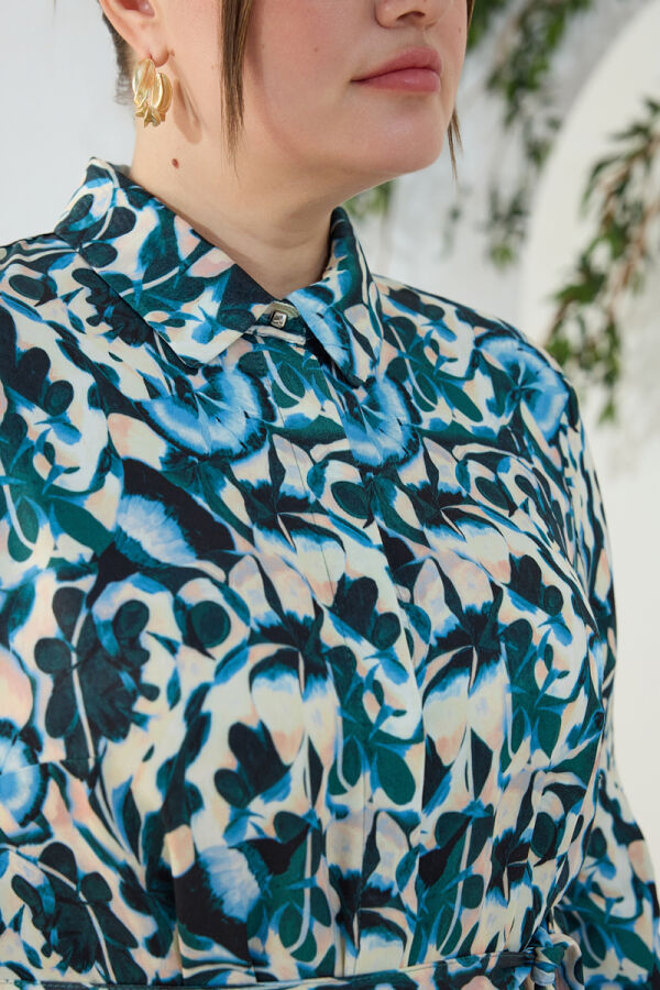 Yeşil Desenli Elbise - 5