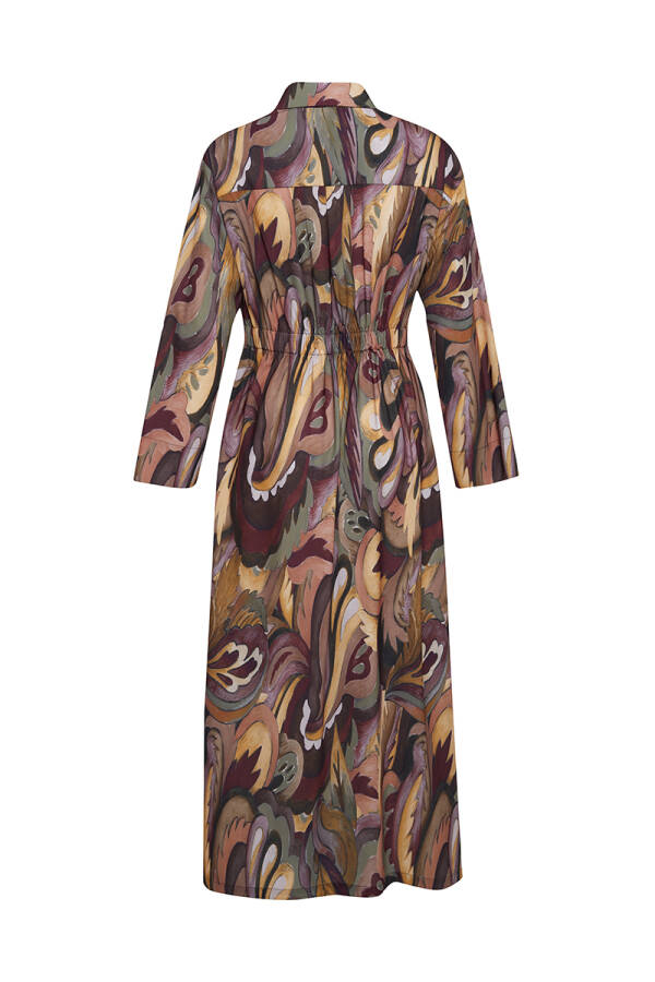 Yeşil Desenli Patlı Elbise - 2