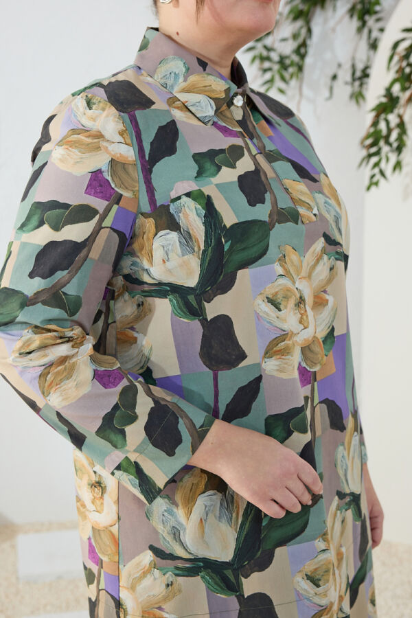 Yeşil Desenli Poplin Tunik - 5