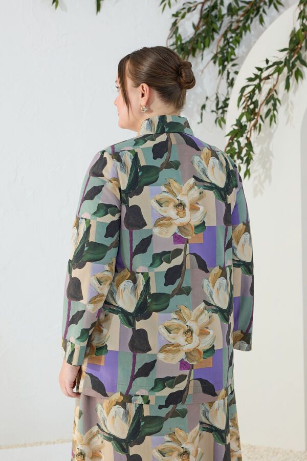 Yeşil Desenli Poplin Tunik - 7