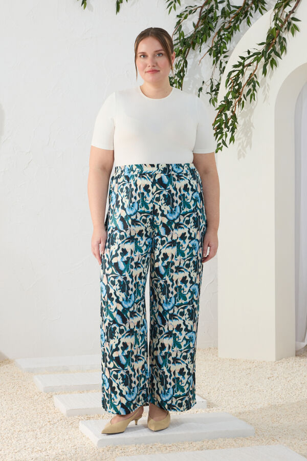 Yeşil Desenli Salaş Pantolon - 3