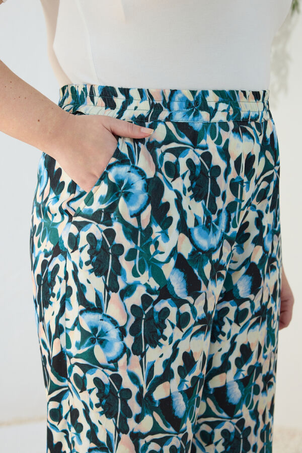 Yeşil Desenli Salaş Pantolon - 6