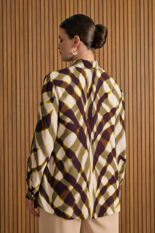 Yeşil Desenli Viscon Bluz - 6