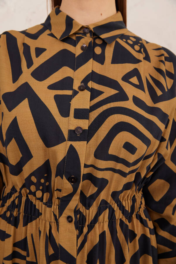 Yeşil Desenli Viskon Elbise - 5