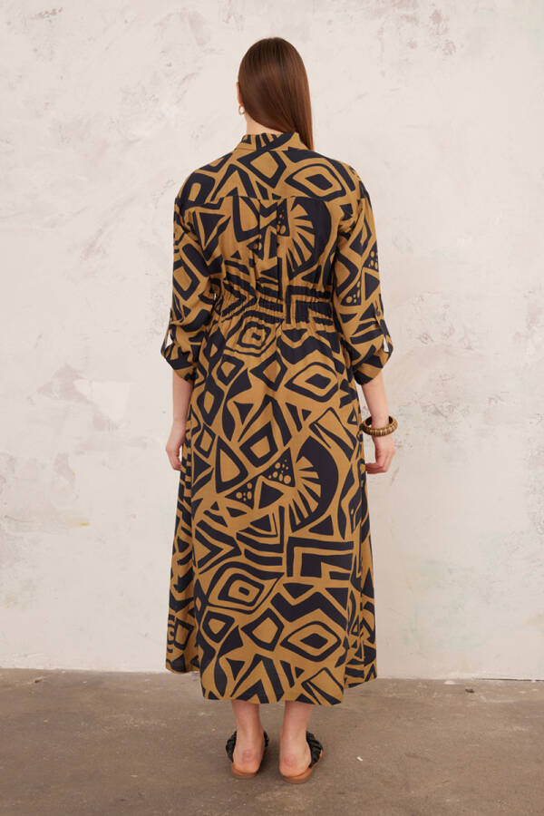 Yeşil Desenli Viskon Elbise - 6