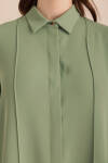 Yeşil Detaylı Düğmeli Gömlek - 3
