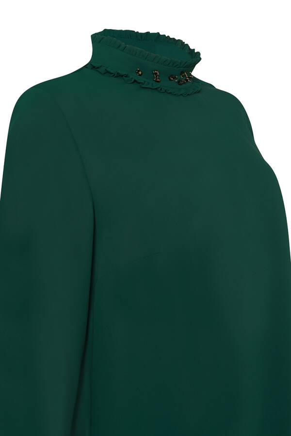 Yeşil Dik Yaka İşlemeli Tunik - 2