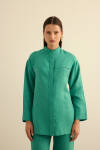 Yeşil Hakim Yaka Keten Gömlek - 2