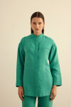 Yeşil Hakim Yaka Keten Gömlek - 2
