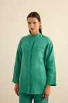 Yeşil Hakim Yaka Keten Gömlek - 5