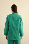 Yeşil Hakim Yaka Keten Gömlek - 7