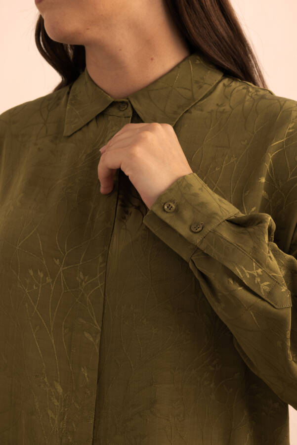 Yeşil Jakar Desenli Viscon Tunik - 5