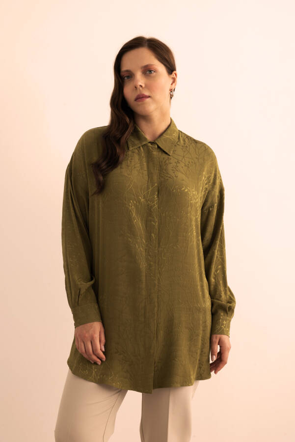 Yeşil Jakar Desenli Viscon Tunik - 2