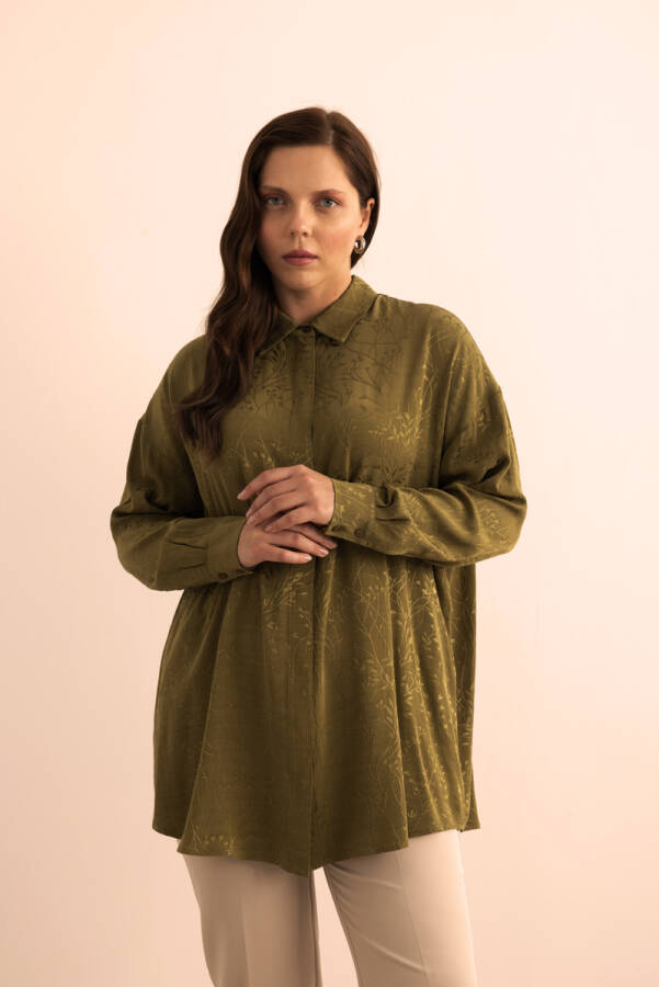 Yeşil Jakar Desenli Viscon Tunik - 3