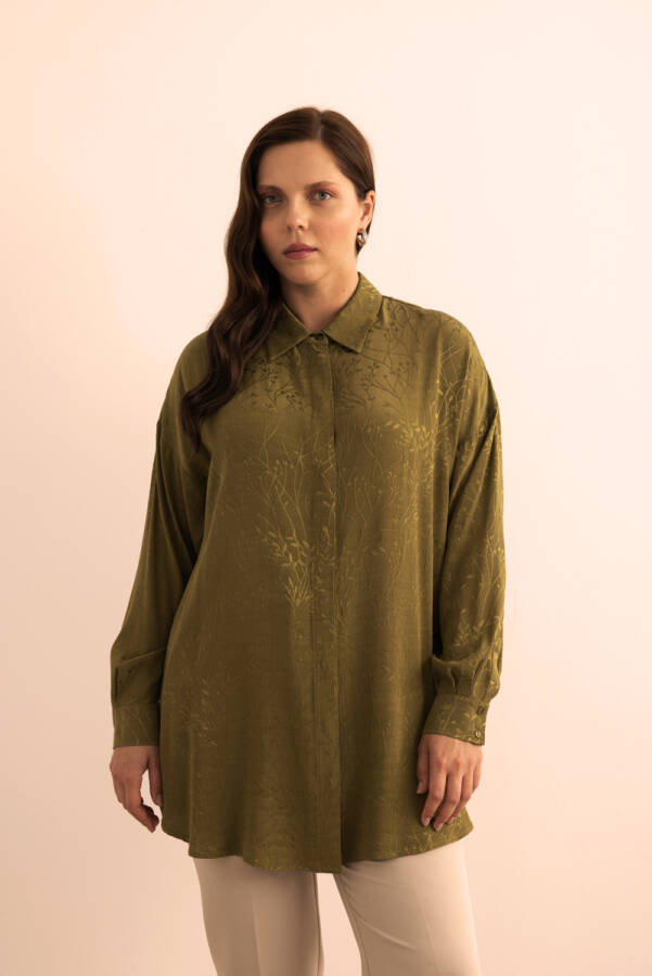 Yeşil Jakar Desenli Viscon Tunik - 4