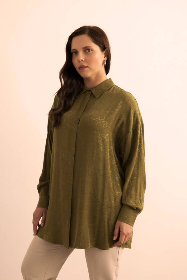 Yeşil Jakar Desenli Viscon Tunik - 6