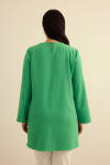Yeşil Kemeri İşlemeli Dökümlü Tunik - 7