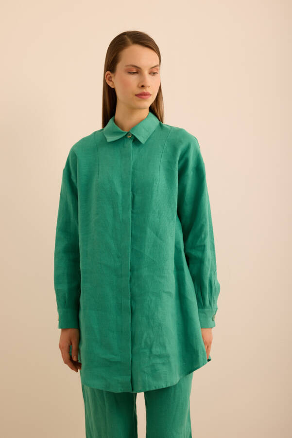 Yeşil Keten Tunik - 4
