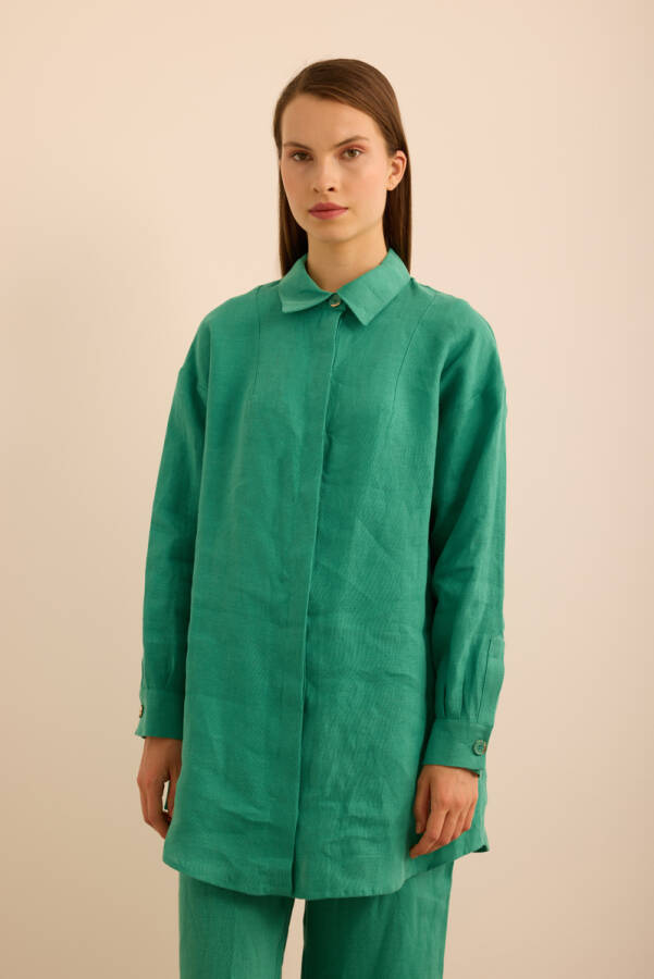 Yeşil Keten Tunik - Aker (1)