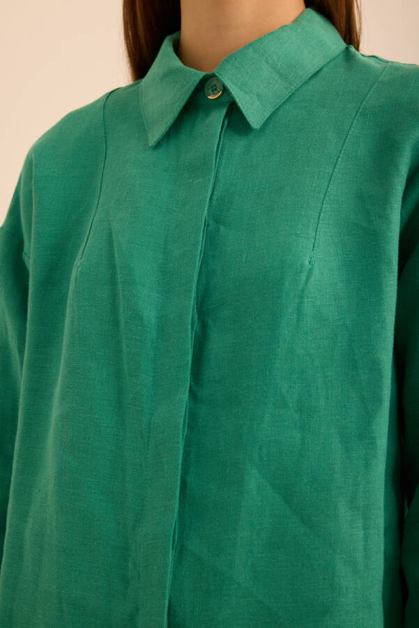 Yeşil Keten Tunik - 5