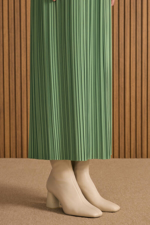 Yeşil Kırışık Piliseli Etek - 6