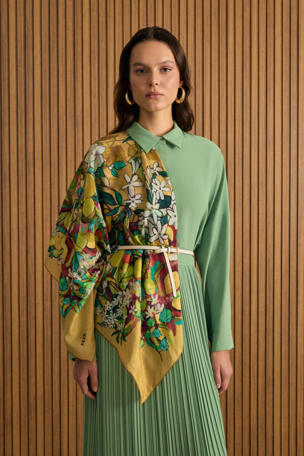 Yeşil Kırışık Piliseli Etek - Aker