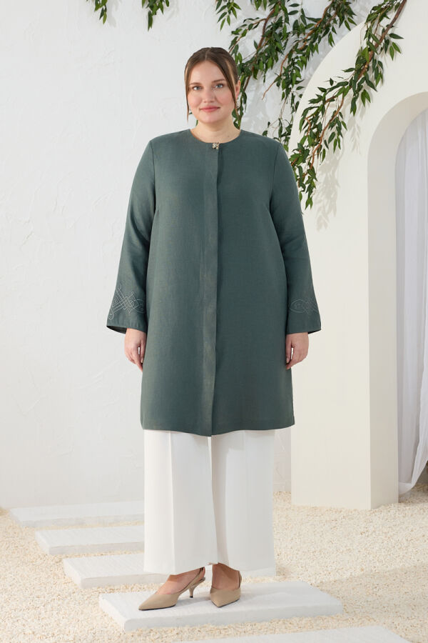 Yeşil Klasik Gömlek Yaka Pardösü - Aker (1)