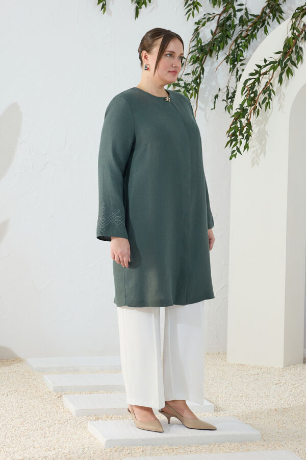 Yeşil Klasik Gömlek Yaka Pardösü - 4