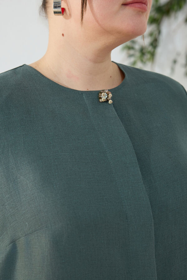 Yeşil Klasik Gömlek Yaka Pardösü - 5