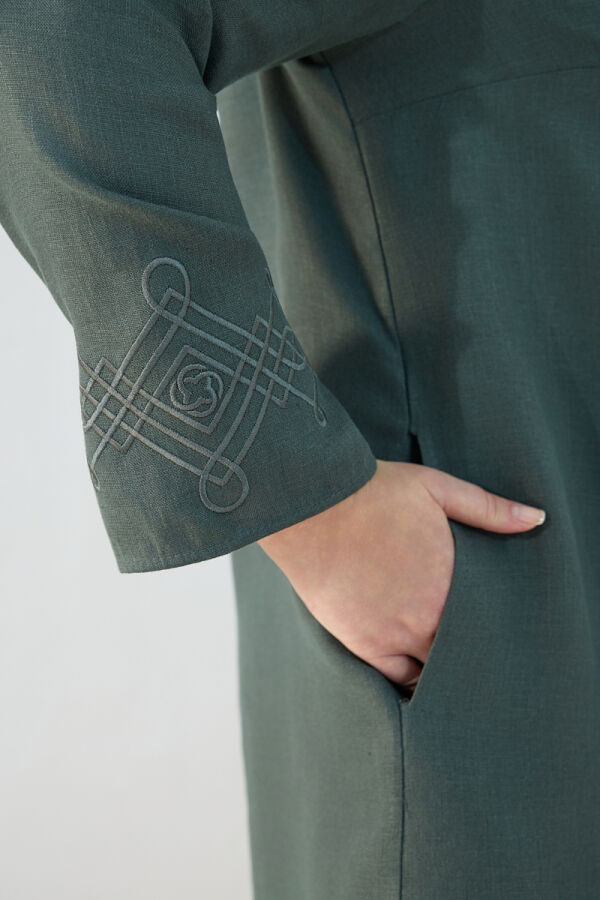 Yeşil Klasik Gömlek Yaka Pardösü - 6