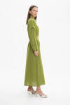 Yeşil Kolları Detaylı Vual Gömlek Elbise - 3