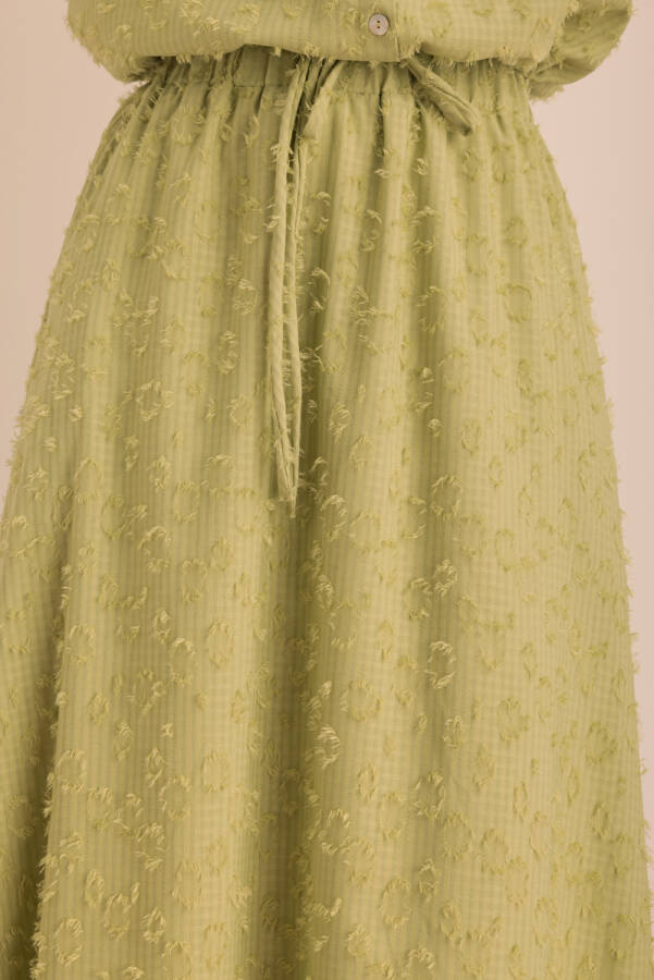 Yeşil Kumaşı Püskül Detaylı Astarlı Etek - 3