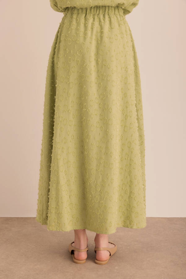 Yeşil Kumaşı Püskül Detaylı Astarlı Etek - 6