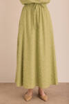 Yeşil Kumaşı Püskül Detaylı Astarlı Etek - 2