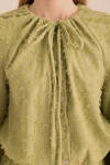 Yeşil Kumaşı Püskül Detaylı Büzgülü Bluz - 3