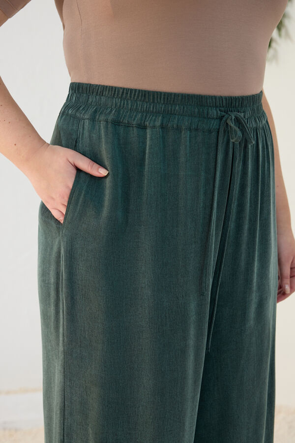 Yeşil Lastikli Detaylı Rahat Kalıp Pantolon Etek - 5