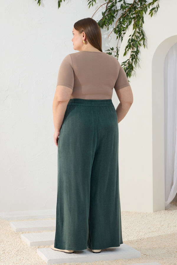 Yeşil Lastikli Detaylı Rahat Kalıp Pantolon Etek - 6