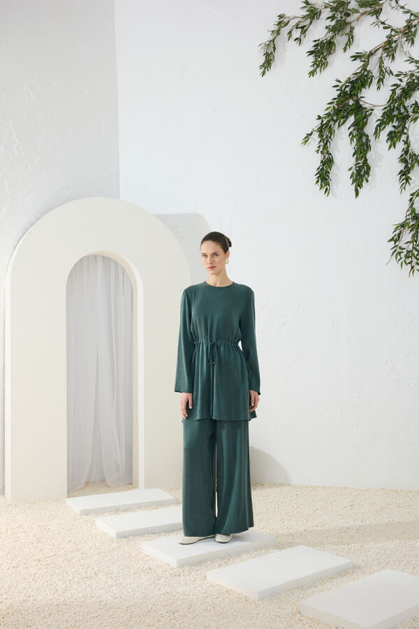 Yeşil Lastikli Pantolon Etek - Aker