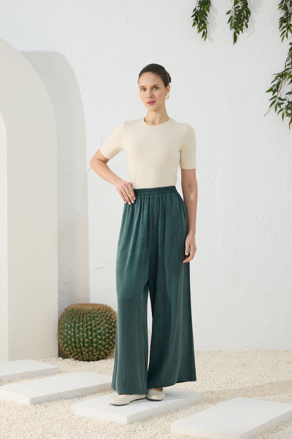 Yeşil Lastikli Pantolon Etek - 3