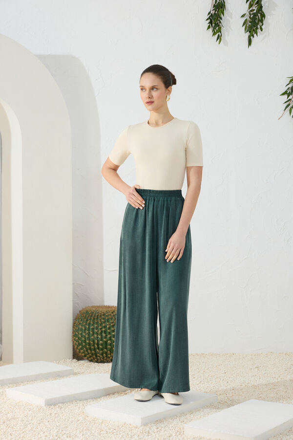 Yeşil Lastikli Pantolon Etek - 4