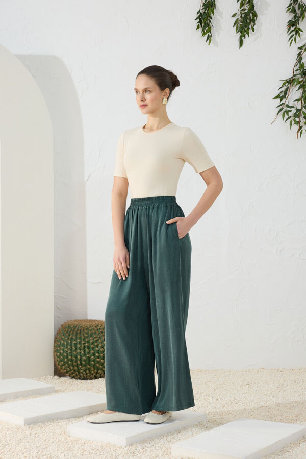 Yeşil Lastikli Pantolon Etek - 5