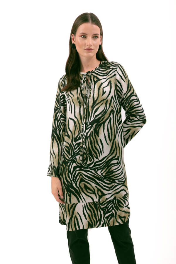 Yeşil Leopar Desenli Tunik - Aker