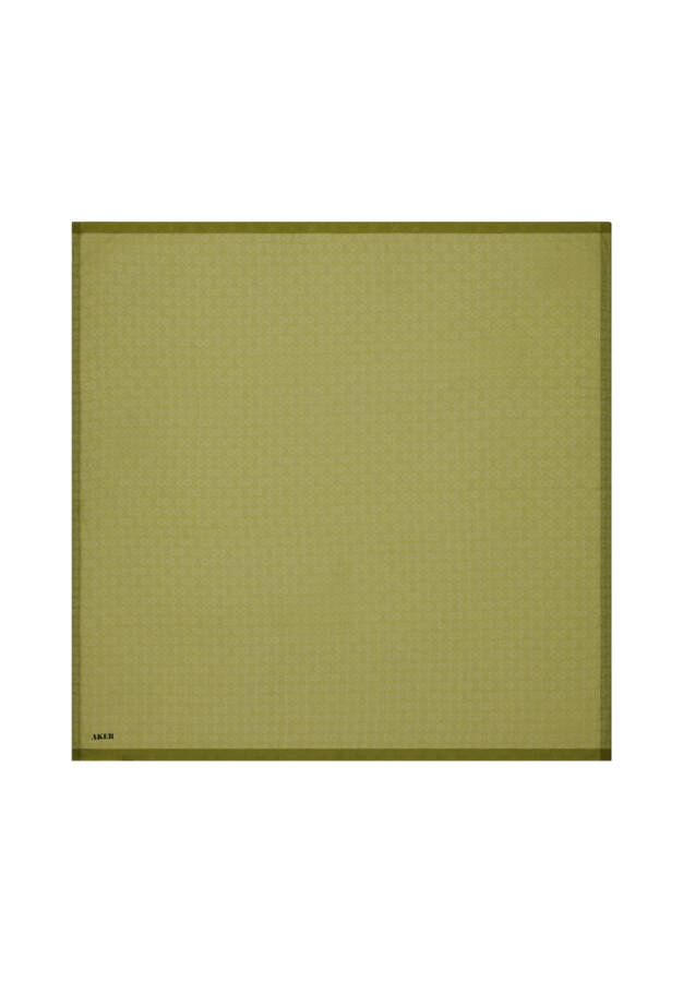 Yeşil Monogram Jakar Eşarp - Aker