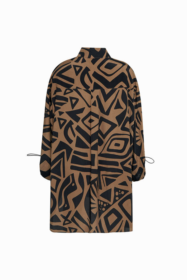 Yeşil Rahat Kesim Desenli Kısa Tunik - 3