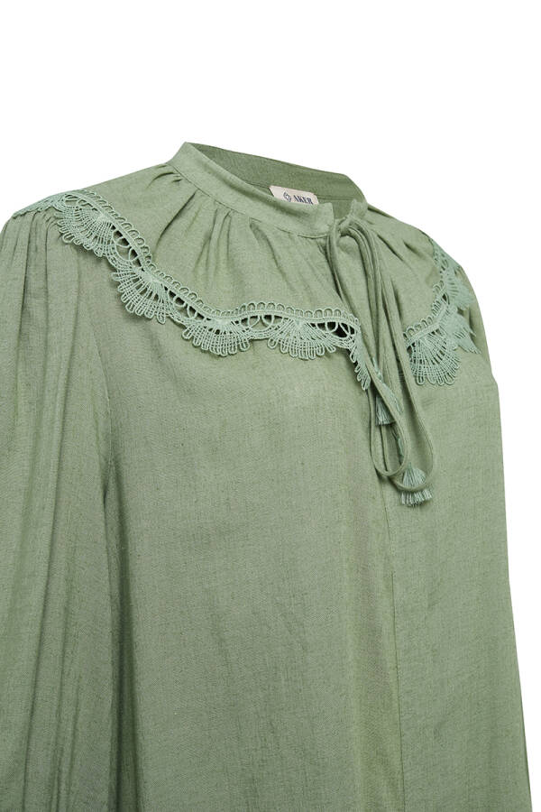 Yeşil Yakası Dantelli Tunik - 2
