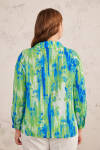 Yeşil Yakası İşlemeli Desenli Bluz - 2