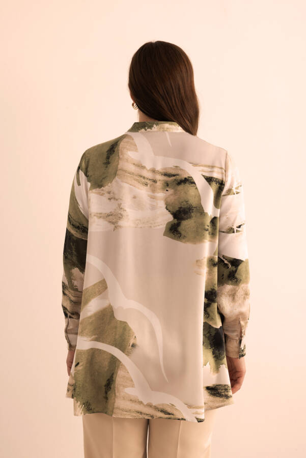 Yeşil Yaprak Desenli Bluz - 7