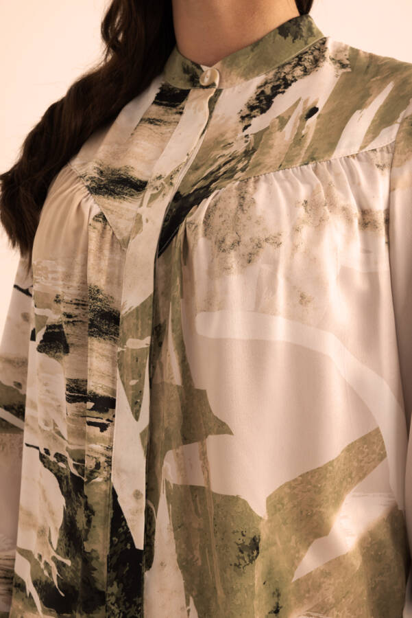 Yeşil Yaprak Desenli Bluz - 6