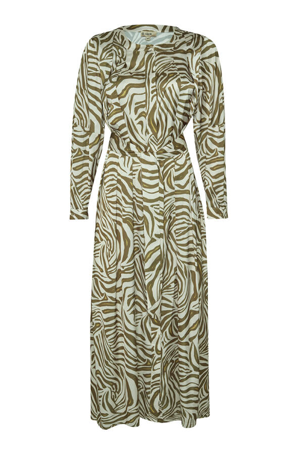 Yeşil Zebra Desen Elbise - 1