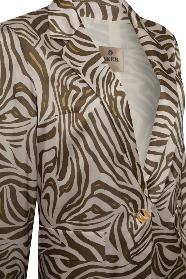 Yeşil Zebra Desen Saten Ceket - 3